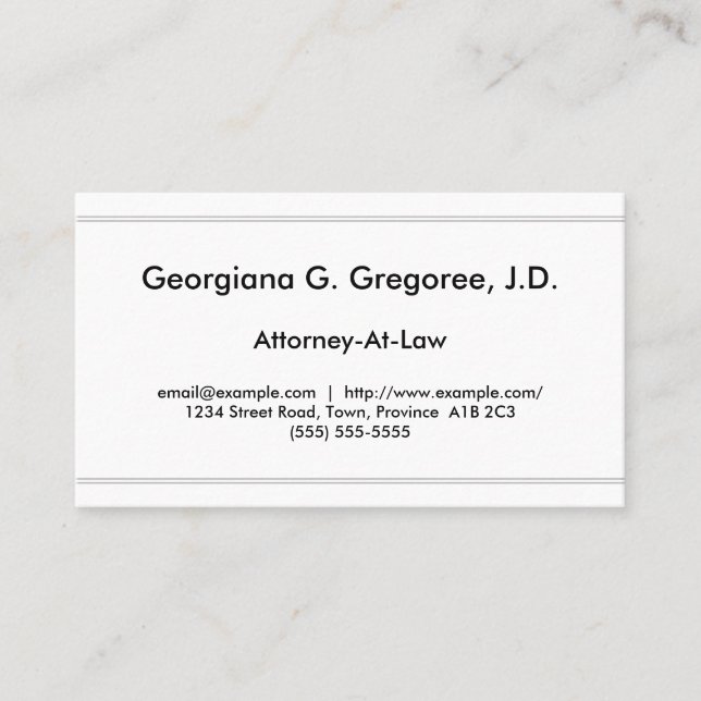 Clean and Simple Attorney-At-Law Business Card (Front)
