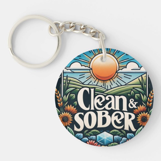 Clean and Sober Keychain (Front)