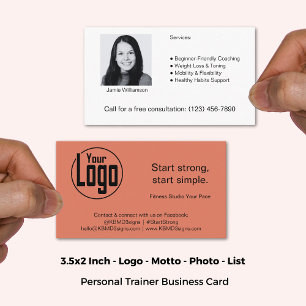 Clean Approachable Logo Image Personal Trainer Business Card