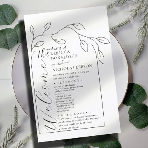 Clean Arch Text Script Wedding Program