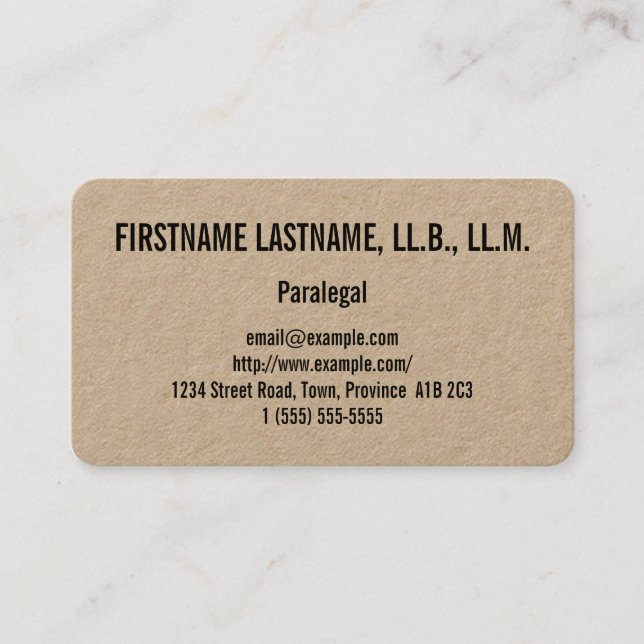 Clean & Basic Paralegal Business Card (Front)