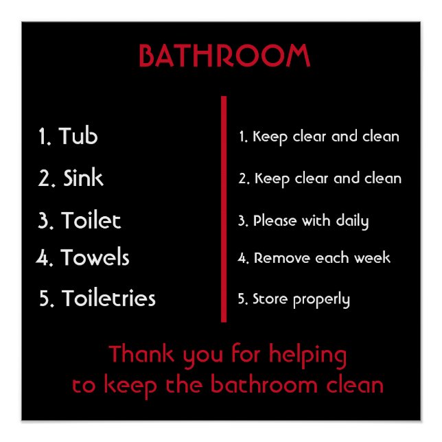 Clean Bathroom Thank You Sign (Front)