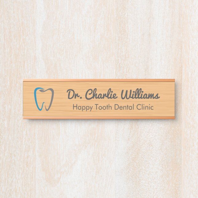 Clean Birch Wood, Dental Clinic Door Sign (Front)