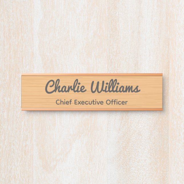 Clean Birch Wood, Office Door Sign (Front)