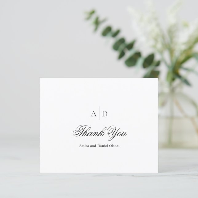 Clean Black and White Budget Wedding Thank You (Standing Front)