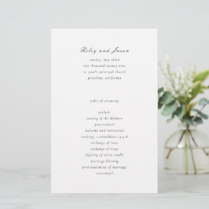 Clean Black and White Elegant Wedding Program