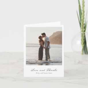 Clean Black and White Elegant Wedding Thank You Card