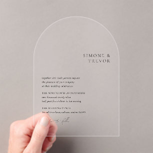 Clean Black and White Modern Wedding Acrylic Invitations