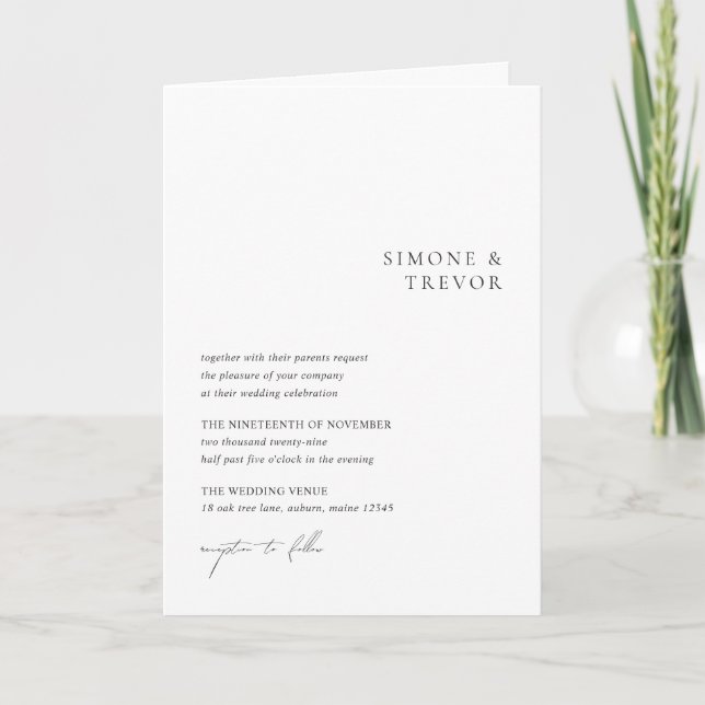 Clean Black and White Modern Wedding Invitation (Front)