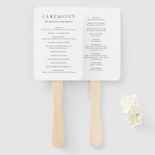 Clean Black and White Modern Wedding Program Hand Fan