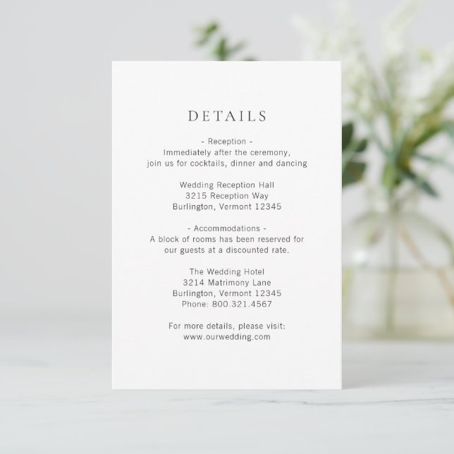 Clean Black and White Monogram Modern Wedding Enclosure Card (Standing Front)