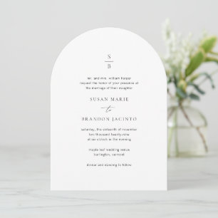Clean Black and White Monogram Modern Wedding Invitation