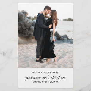 Clean Black and White Photo Budget Wedding Program Flyer