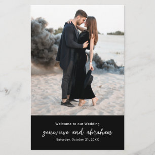 Clean Black Photo Modern Budget Wedding Program Flyer