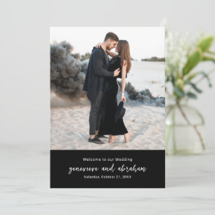 Clean Black Photo Modern Wedding Program Programme
