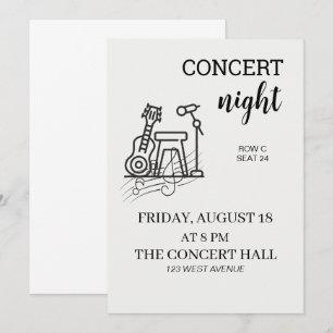 Clean Black & White Bold Invitation concert nigh