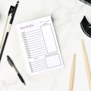 Clean Black & White Daily Planner Post-it Notes