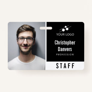 Clean Black White Employee ID Add Your Logo ID Badge