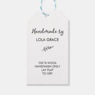 Clean Black & White Handmade by Gift Tags