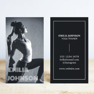 Clean Black & White Photo l Professional Trainer  Business Card