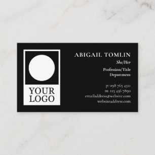 Clean Black Your Logo & Personal Pronoun One Sided Business Card