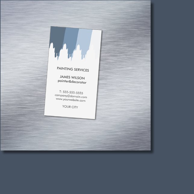 Clean Blue Colours Patterned Professional Painter Magnetic Business Card (Creator Uploaded)