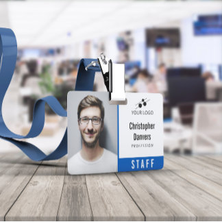 Clean Blue Employee ID Add Your Logo Badge