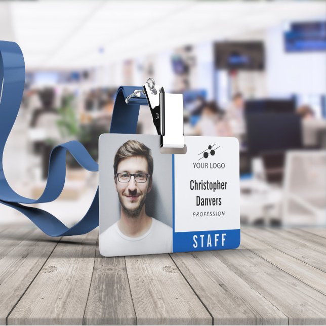 Clean Blue Employee ID Add Your Logo Badge (Creator Uploaded)