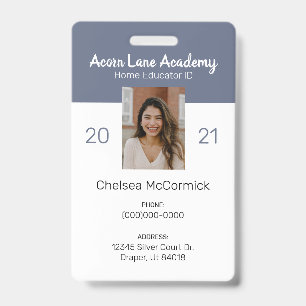 Clean Blue Homeschool Educator ID Badge