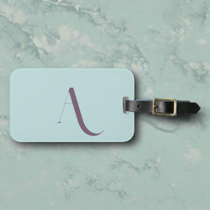 Clean Blue Modern Typography Monogram Initial Luggage Tag
