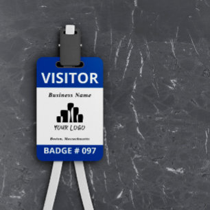 Clean Blue White Visitor Logo Template Badge ID Badge