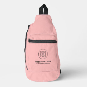 Clean Blush Pink Business Logo Promotional Design Sling Bag
