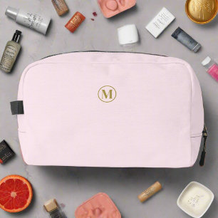 Clean Blush Pink Gold l Elegant Feminine Monogram Dopp Kit