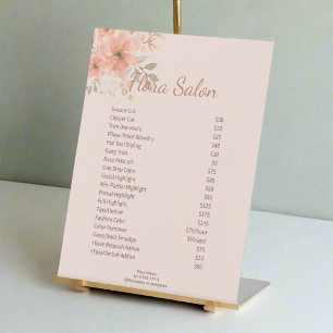 Clean Blush Pink Watercolor Flower Salon Service Pedestal Sign