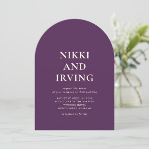Clean Bold Fonts Purple QR Code Modern Wedding Invitation