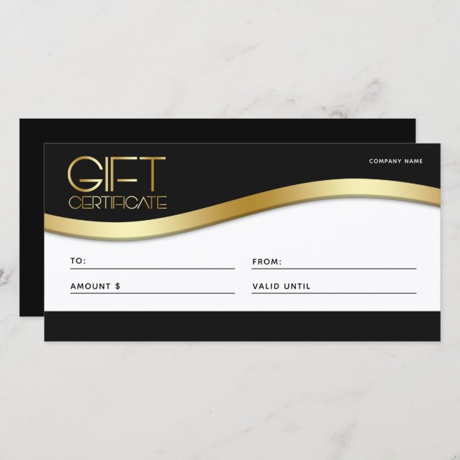 Clean Business Black and Gold Wave Gift Card (Front/Back)