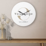 Clean Business logo Minimal brand Company Wall Round Clock<br><div class="desc">Custom Wall Clock with a simple minimal design. Add your logo and text.</div>