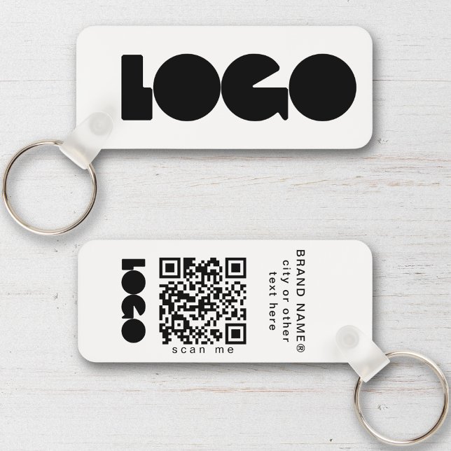 Clean Business Logo & QR Code, Company  Horizontal Key Ring (Creator Uploaded)