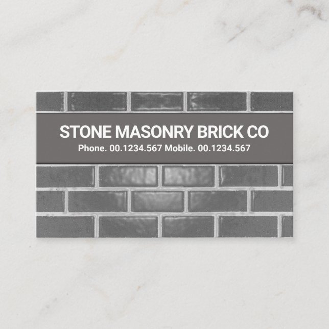 Clean Ceramic Stone Wall Masonry Brick Layer Business Card (Front)