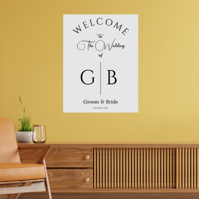 Clean Chic Wedding Reception Entrance Poster (Living Room 2)