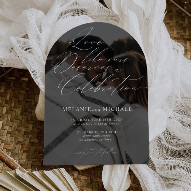 Clean Classic Modern Script QR Code Photo Wedding Invitation (Creator Uploaded)