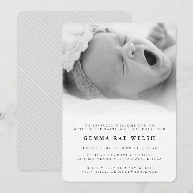 Clean & Classic Photo Baptism Invitation (Front/Back)