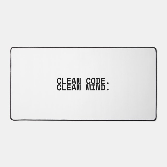 Clean Code Clean Mind Minimalist Tech Desk Mat (Front)