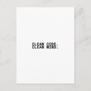Clean Code Clean Mind Minimalist Technical  Postcard