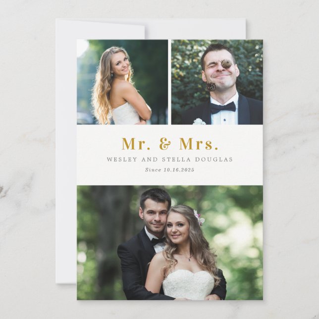 Clean Collage Editable Colour Wedding Announcement (Front)
