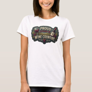 Clean Colorful PROUD CITIZEN OF WINE COUNTRY Print T-Shirt