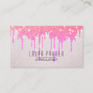 Clean Confetti Rose Gold Drips Modern Minimalist Business Card