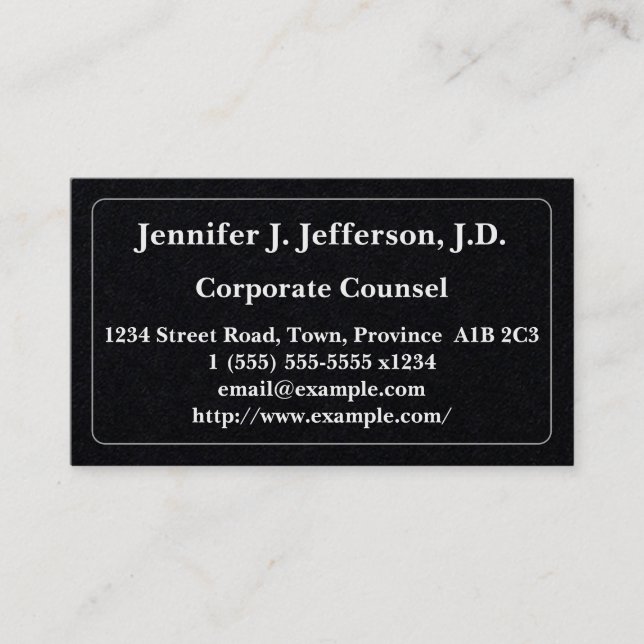 Clean Corporate Counsel Business Card (Front)