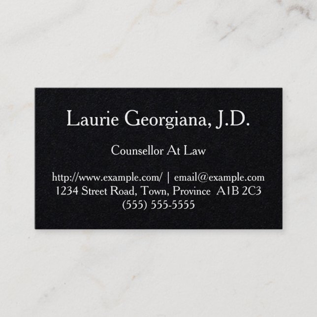 Clean Counsellor At Law Business Card (Front)