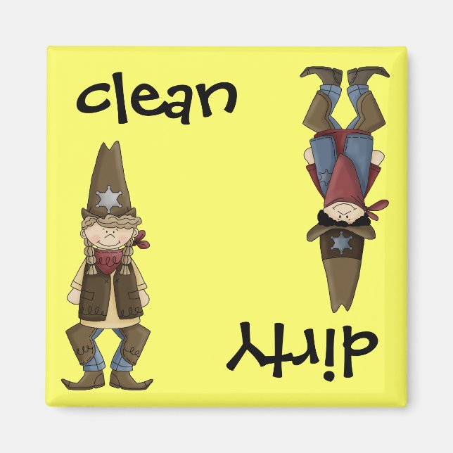 Clean Cowgirl or Dirty Cowboy Dishwasher Magnet (Front)